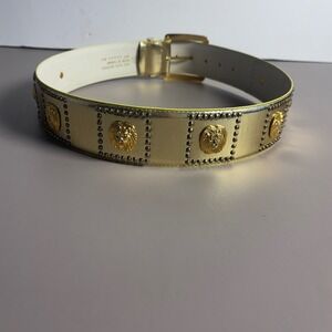 Gold Lion Head VINTAGE Studded‎ Belt Women M L Statement Fashion Accessory